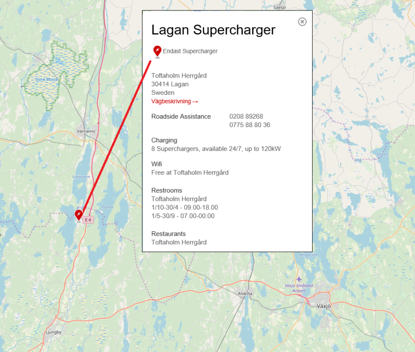 Karta Toftanäs Herrgård Lagan supercharger